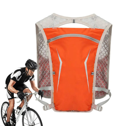 Back view of orange Lightweight Hydration Backpack for Running and Hiking with Built In Water Reservoir Snug Fit Hydration Vest cycling