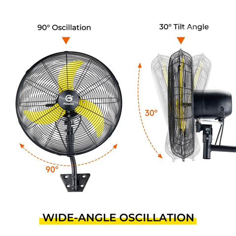 20 Inch Outdoor Quiet Remote Control Oscillating Wall Mount Fan With All Sealed BLDC Motor 30° Tilt 90° Oscillation Feature