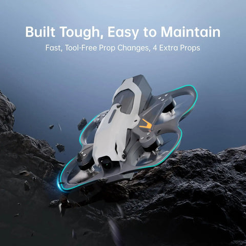 Protos FPV Drone RTF Kit With Built In Walksnail 6G VTX 1080p60 HD Digital Video Transmission shown on rocky terrain