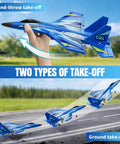 RC Plane For Kids And Adults Easy To Fly With Gyro Stabilizer 2.4GHz Remote Control Aircraft jet showing hand-throw and ground take-off