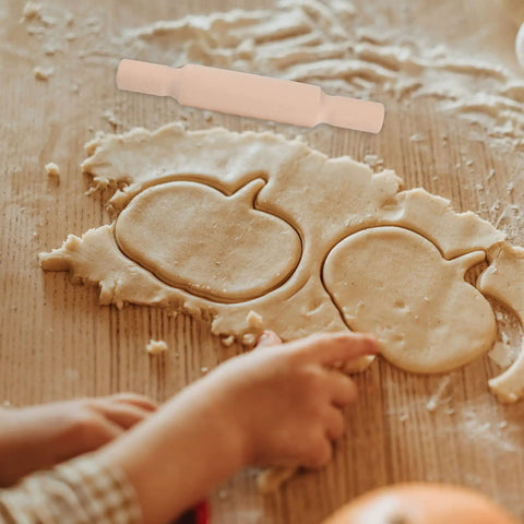 4 Piece Plasticine Rolling Pin Set With Wooden Handles For Dough, Embossing And Bakeware, Kid Friendly Rolling Sticks in use