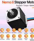 Nema 8 Stepper Motor for DIY Projects 2 Phase 1.8 Degree Step with High Torque, showing front and side views with wiring.