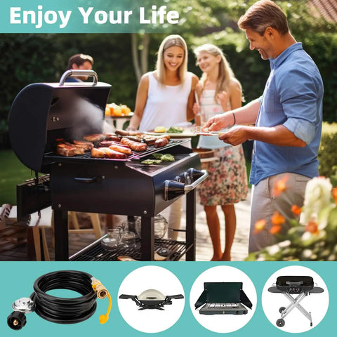 Outdoor barbecue with 12Ft Quick Connect Propane Hose With Regulator For Heaters And Outdoor Gear 3 Eighths Inch Quick Connect