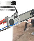 Heavy Duty Electric Concrete Saw Wall Groove Cutter With Dual Diamond Chains And Built In Water Pump 360 Degree view with operator cutting