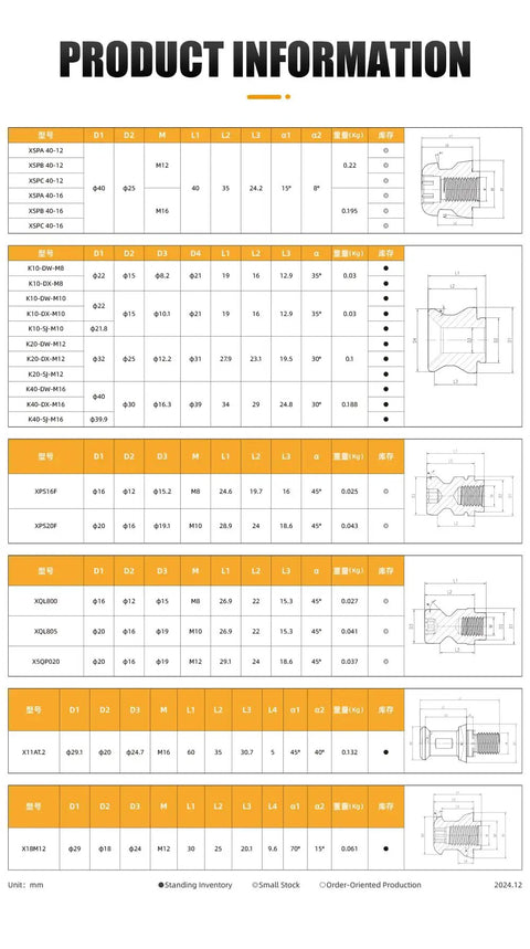 Five Piece Rock Solid Zero Point Pull Stud Kit For CNC Workholding And Mill Alignments Crafted From Heavy Duty Stainless Steel dimensions and specifications.