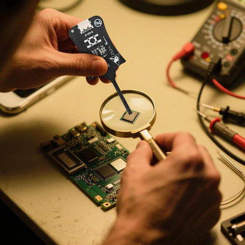Using Two Pack Inductance And Coil Tester For Motherboards And Mobile Phones Ready For Quick Fault Detection And Precise Measurements Pro Grade For Beginners To Pros In Electronics Repair And DIY Tech Troubleshooting on circuit board