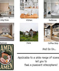 Funny Vintage Ramen Bowl Metal Sign 8x12 Inch Wall Decor in various settings like living room, kitchen, coffee shop, and more.