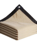 Shade Cloth 7x7ft with 90 Percent Sun Blocking, durable HDPE shade mesh tarp folded, taped edges with grommets, beige color