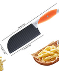 VITUER crinkle cutter, front view, orange ergonomic handle and black ridged blade, 28 cm blade
