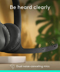 Zone 301 Wireless Bluetooth Headset With Noise Canceling Microphone For Calls And Meetings Works With Windows Mac Chrome OS Linux iOS iPadOS Android Graphite, close-up view.