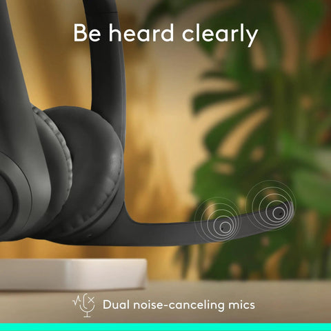 Zone 301 Wireless Bluetooth Headset With Noise Canceling Microphone For Calls And Meetings Works With Windows Mac Chrome OS Linux iOS iPadOS Android Graphite, close-up view.