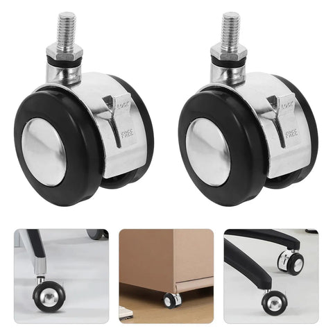 4 Pack Heavy Duty Office Chair Casters With Brake, Silent Dual Wheel Replacement Set For Gaming And Computer Seats, Roll Smooth Across Carpet Or Hardwood, Solid Addon For Your Rig