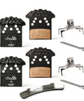 Two pairs of J05A RF Polymetallic Disc Brake Pads with metal clips and springs for Shimano J04C J05A G05A G04S J02A J03A