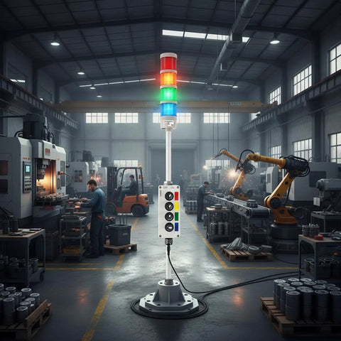 Top Notch Four Stack Led Andon Tower Light With Built In Buzzer For Industrial Workstations Providing Dead Reliable Visual Status Signaling To Kickstart Production Lines And Give Your Lean Workflow A Serious Edge