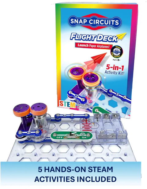 Flight Deck STEM Toy Kit For Ages 8 Plus Build Simple Circuits shown with project and instruction booklet