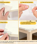 Installation steps for 12 Pack Clear Corner Protectors Baby Proof Furniture Edge Bumpers Invisible Tot Safe Shields.