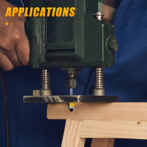 Heavy Duty Roundover Edging Router Bit Set With Quarter Inch Shank and Eighth Radius Round Nose profiles in use on wood.