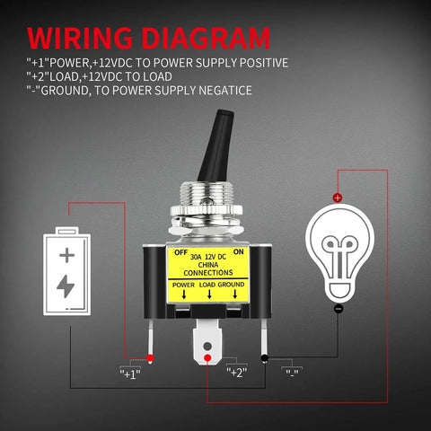 Blue LED Lighted Toggle Switch 12V 30A SPST On Off 3 Pin for automotive wiring diagram