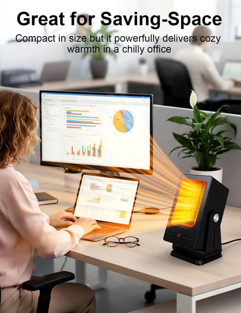 Indoor Space Heater For Desktop Use Fast 2 Second Heating PTC Ceramic Compact Personal Electric Heater With Tip Over Overheat Protection in office