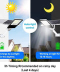 JUDYSSY Spot Lightingsolar Street Lights Outdoor Dusk to N, Solar Flood Lights W/Remote Control demonstrates auto-light control during day and night.