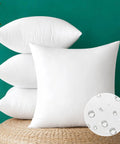 Pack Of 4 20x20 Inch Outdoor Waterproof Pillow Inserts For Patio Sofa Couch Decorative Throw Pillow Inserts Square Lumbar Garden Pillow Forms With PU Coated Fabric And 7D Fiber Fill
