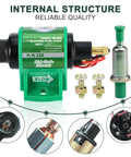 12V Universal Inline Fuel Pump With Five Sixteenth Inch Inlet And Outlet 35 GPH At Four To Seven PSI, internal structure view