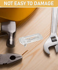 10 Pack ABS Plastic Shelf Support Pegs with Locking Pins placed on wood surface with tools
