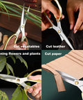 Heavy Duty Kitchen Shears Two Pack Poultry And Meat Scissors Set Bone Cutting Scissors For Cooking And Grilling Durable Stainless Steel Easy Clean Multipurpose Kitchen Must Have, gold handle, cutting vegetables and paper