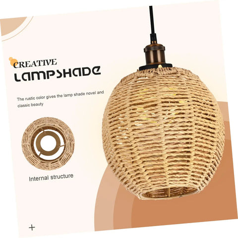 Boho Rattan Lamp Shade Small Wicker Pendant Cover For Floor Lamps Desk Lamps Chandeliers And Wall Sconces Natural Cotton Khaki Dark Light Retro Vibe Perfect For Cozy Home Decor