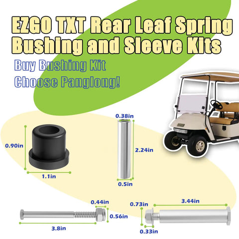 EZGO TXT Rear Leaf Spring Bushing And Sleeve Kit With Front And Rear Screws Nuts For PDS And TXT Gas And Electric Golf Carts