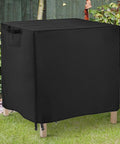 Raised Garden Bed Winter Cover For Waterproof Elevated Wood Planter Box Stand with Drawstring Design, black cover in garden.
