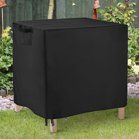 Raised Garden Bed Winter Cover For Waterproof Elevated Wood Planter Box Stand with Drawstring Design, black cover in garden.