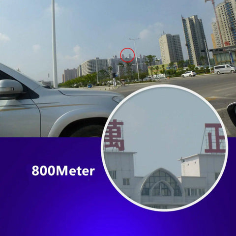 Image showing 800-meter zoom clarity of Compact Folding Binoculars 40X22 Dope Clarity with Bak4 FMC Optics in urban setting.