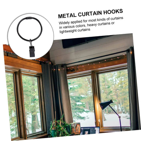 Sturdy Metal Curtain Clips With Hooks And Hanging Rings For Drapery Internal Diameter Design Smooth Glide Curtain Rods