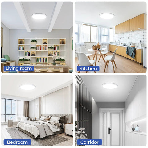 Ultra Thin Flush Mount LED Ceiling Light 24W 2200 Lumens 6000K Cool White Round Fixture For Bedroom Kitchen Bathroom Garage Living Room Hallway Easy Install No Pro Needed Energy Efficient Low Profile Design Great For Any Room