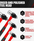 4 Piece Ball Peen Hammer Set For Metalworking, Includes 8 12 16 And 24 Oz Hammers With Forged Carbon Steel Heads, Fiberglass Handles