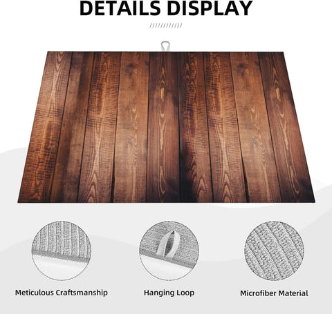 Vertical Wood Grain Dish Drying Mat 18 By 24 Inches Reversible Microfiber Absorbent Pad For Kitchen Counter And Coffee Bar Drying Mat