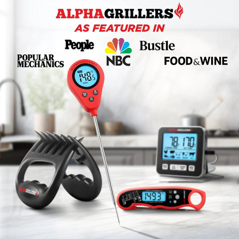 Instant Read Meat Thermometer With Ultra Fast Probe For Home Cookin Digital Kitchen Thermometer For Grilling And Baking Sourdough Bread Thermometer Pre Calibrated 2 To 3 Second Read displayed on kitchen counter