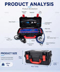 Powerful 1700W Portable Steam Cleaner With High Pressure Dry Vapor At 120 Degrees C. tankless design with controls and hoses.