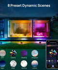 Smart WiFi RGB LED Flood Lights Outdoor With App Control And Alexa, IP66 Waterproof Uplights showing dynamic scenes at night.