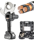 Cordless Hydraulic Cable Cutter With Dual Lithium Power Cells, cutting copper wires, case included for easy transport