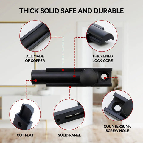 Top Tier Solid Brass Heavy Duty Surface Bolt Two Inch Matte Black Barrel Lock For Screen Doors Cabinet Window Dead Set Secure Spring Loaded Slide Hardware That Hits Different