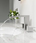 8 Inch Widespread Brushed Nickel Bathroom Faucet With Three Holes And Two Handles Waterfall Style Includes Pop Up Drain Assembly And Metal Supply Lines For Easy Installation And Durable Daily Use