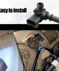 Power brake booster vacuum sensor; close-up plastic housing with connector, shown installed near brake booster.