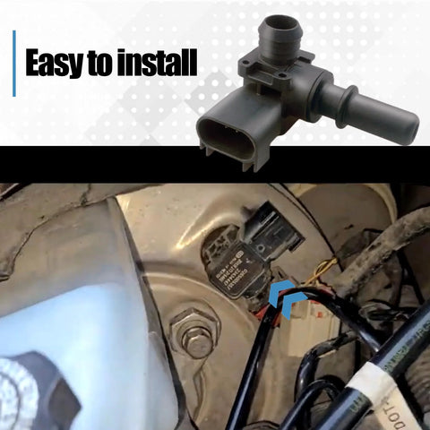 Power brake booster vacuum sensor; close-up plastic housing with connector, shown installed near brake booster.