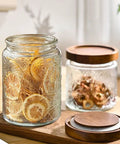 Airtight 24 Oz Glass Storage Jar With Bamboo Lid For Pantry And Kitchen Counter, Vintage Clear Glass Canister Set Ideal For Sugar, Flour