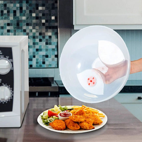Large Microwave Splatter Guard Lid With Steam Vent Easy Grip Handle BPA Free 11.5 Inch Dishwasher Safe Must Have Kitchen Hack For Quick Reheating And Easy Cleanup