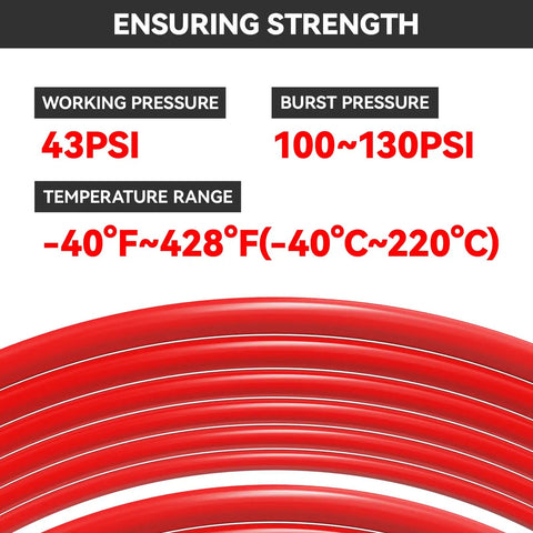 Red Silicone Vacuum Hose Kit 6 Piece Multi Size Tubing Set With One Eighth Inch To Three Eighths Inch For Auto Engine Air And Water