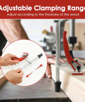 Two Piece Holdfast Dog Hole Clamps Set With Adjustable Range And Multi Angle Ratcheting Table Clamp For Woodworking Tools 20mm Non Slip Chrome Plated Base demonstration