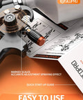 Hustle Ready Lvlp Paint Spray Gun With Built In Oil Water Catcher For Custom Rides And Wood Finishing showing marked scales for adjustments and quick start guide.